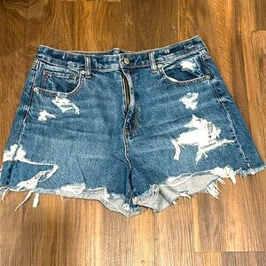 American Eagle Distressed, High Waist Denim Shorts